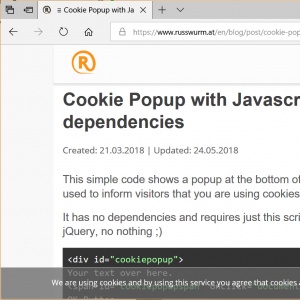 Cookie Popup with Javascript without any dependencies